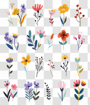 Flower Background - Colorful Floral Doodles For Creative Art Transparent PNG