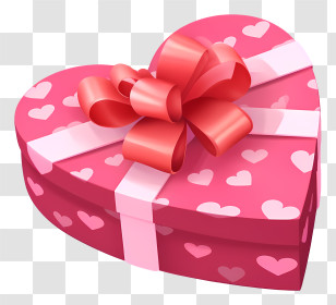 Heart Shaped Box - Pink Heart-Shaped Gift Box With Ribbon Transparent PNG