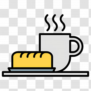 Coffee Breakfast - Steaming Coffee And Bread For Breakfast Transparent PNG