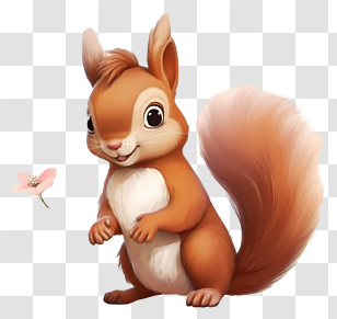 Flat Squirrel Baby - Adorable Cartoon Squirrel With Fluffy Tail Transparent PNG