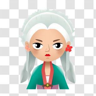 Toca Life World Character - Serious Cartoon Woman With White Hair Transparent PNG