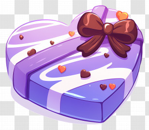 Chocolate Hearts - Heart-shaped Gift Box With Ribbon Transparent PNG