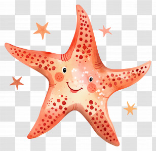 Starfish - Cute Smiling Starfish Illustration Transparent PNG