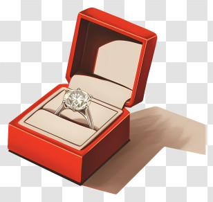 Diamond Ring - Diamond Ring In Red Box Transparent PNG
