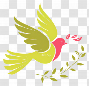 Bird Day - Colorful Bird With Branch Transparent PNG