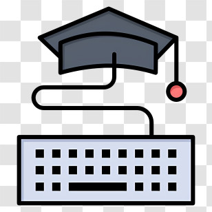 Modern Education Icon - Graduation Cap With Keyboard Transparent PNG