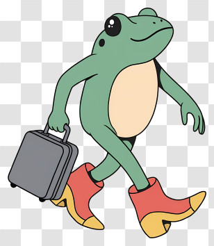 Cartoon Frog - Green Frog With Suitcase Transparent PNG