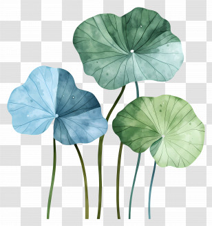 Lotus Leaves - Watercolor Illustration Of Lotus Leaves Transparent PNG