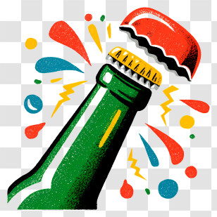 Green Glass Bottle - Bottle Cap Pop Celebration Transparent PNG