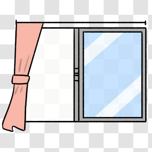 Cartoon - Window With Pink Curtain Transparent PNG