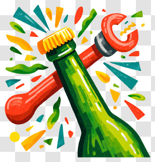 Green Glass Bottle - Bottle Cap Popping Celebration Transparent PNG