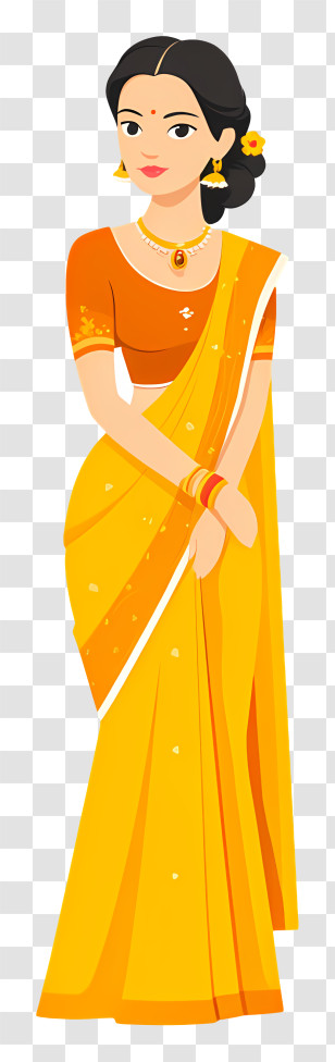 Priya Marathe - Yellow Saree Traditional Indian Clothing Transparent PNG