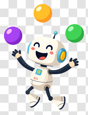 Ai Robot - Playful Robot Juggling Colorful Balls Transparent PNG