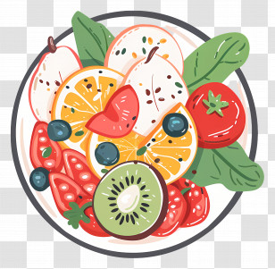 Healthy Food - Fruit And Vegetable Salad In A Bowl Transparent PNG