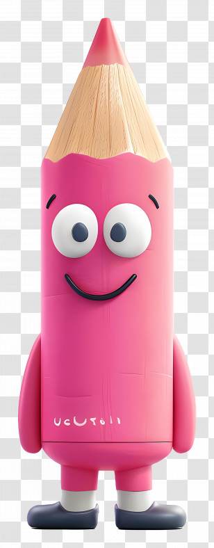 Pencil Cartoon Pink - Pink Smiling Cartoon Pencil Transparent PNG