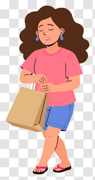 Woman Holding Grocery Bag - Woman With Shopping Bag Illustration Transparent PNG