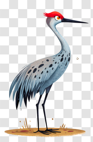 Sandhill Crane Bird - Grey Crane With Red Head Transparent PNG