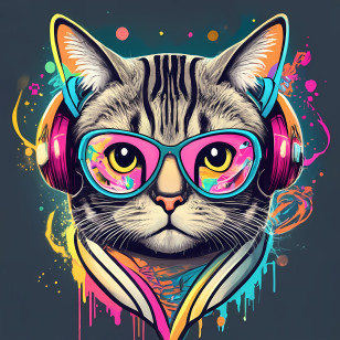 Global Cat Day - Cool Cat Wearing Glasses And Headphones Transparent PNG