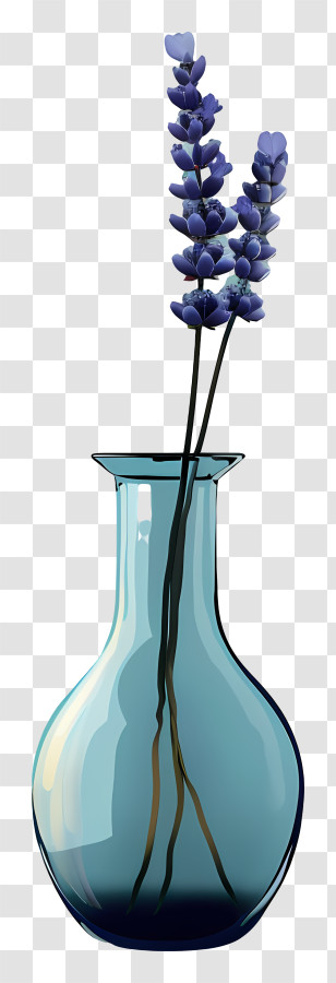 Lavender In Vase - Blue Glass Vase With Lavender Stems Transparent PNG