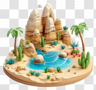Desert Oasis - Desert Landscape With Oasis Transparent PNG