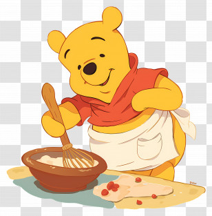 Winnie The Pooh - Adorable Cartoon Bear Baking In Kitchen Transparent PNG