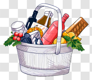 Food Basket - Festive Gift Basket Illustration Transparent PNG