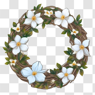 Jasmine Wreath - Beautiful White Floral Wreath Transparent PNG