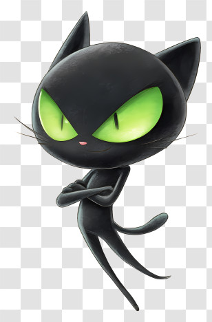 Plagg Kwami - Sly Green-eyed Black Cat Transparent PNG