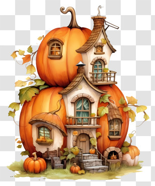 Small House - Charming Pumpkin House With Rustic Accents Transparent PNG