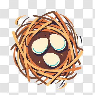 Cartoon Eggs - Illustration Of Bird Nest With Eggs Transparent PNG