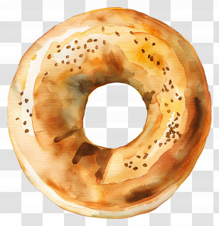 Watercolor Bagel - Watercolor Bagel Illustration Transparent PNG