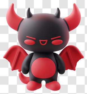 Devil - Cute Devil Character With Red Wings Transparent PNG
