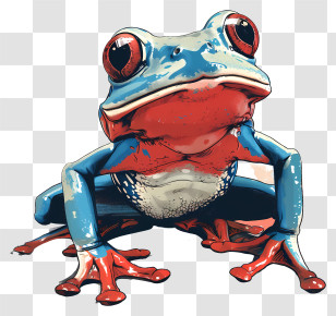 Cartoon Frog - Vividly Colored Cartoon Frog Illustration Transparent PNG