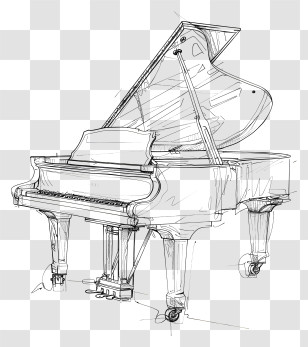 Piano - Detailed Sketch Of A Grand Piano Transparent PNG