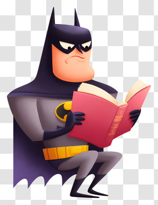 Batman Reading Book - Superhero Cartoon Reading A Book Transparent PNG