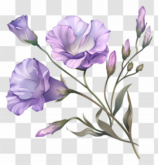 Lilac Flowers - Delicate Light Purple Flower Bunch Illustration Transparent PNG