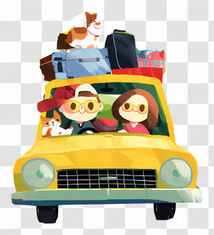 Family Driving In Car - Family Road Trip Adventure Transparent PNG