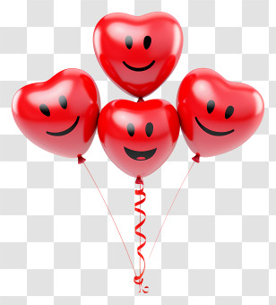 Emoji - Heart Balloons With Smiley Faces Transparent PNG