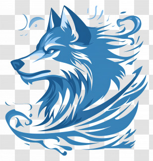 Wolf Head - Stylized Blue Wolf Illustration For Artistic Design Transparent PNG