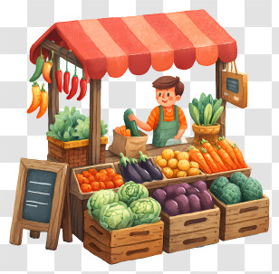 Market Vegetable Stall - Colorful Farmers Market Stall Transparent PNG