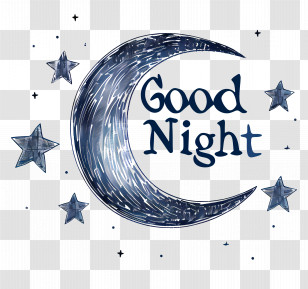 Good Night - Good Night Moon With Stars Transparent PNG