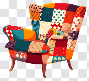 Armchair - Colorful Patchwork Armchair Transparent PNG