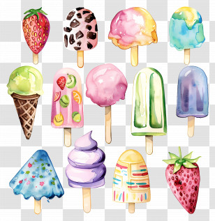 Ice Cream - Colorful Cute Ice Cream Popsicles Illustration Transparent PNG