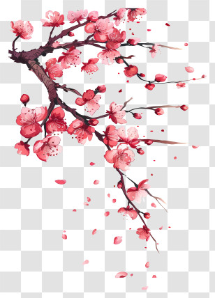 Blooming Cherry Tree Branch - Branch Of Flowering Cherry Blossoms Transparent PNG