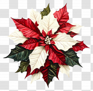 Christmas Flower - Red And White Poinsettia Flower For Christmas Decorations Transparent PNG