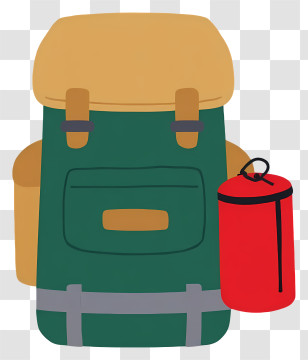 Camping Backpack - Green Backpack With Red Bag Transparent PNG