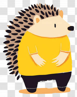 Cute Hedgehog - Cartoon Hedgehog Wearing A Yellow Shirt Transparent PNG