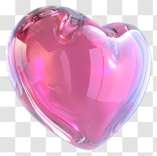 Pink Heart - Pink Glossy Heart Decoration Transparent PNG
