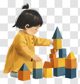 Child - Child Playing With Blocks Transparent PNG