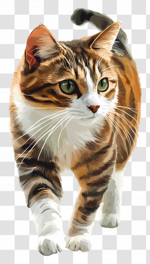 Cat Walking - Realistic Tabby Cat Illustration Transparent PNG